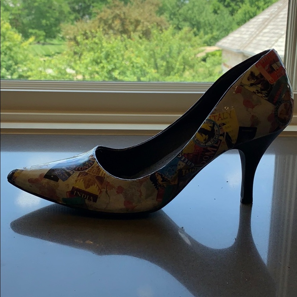 Vintage Travel-decorated high heels size 8.5 - Picture 5 of 6